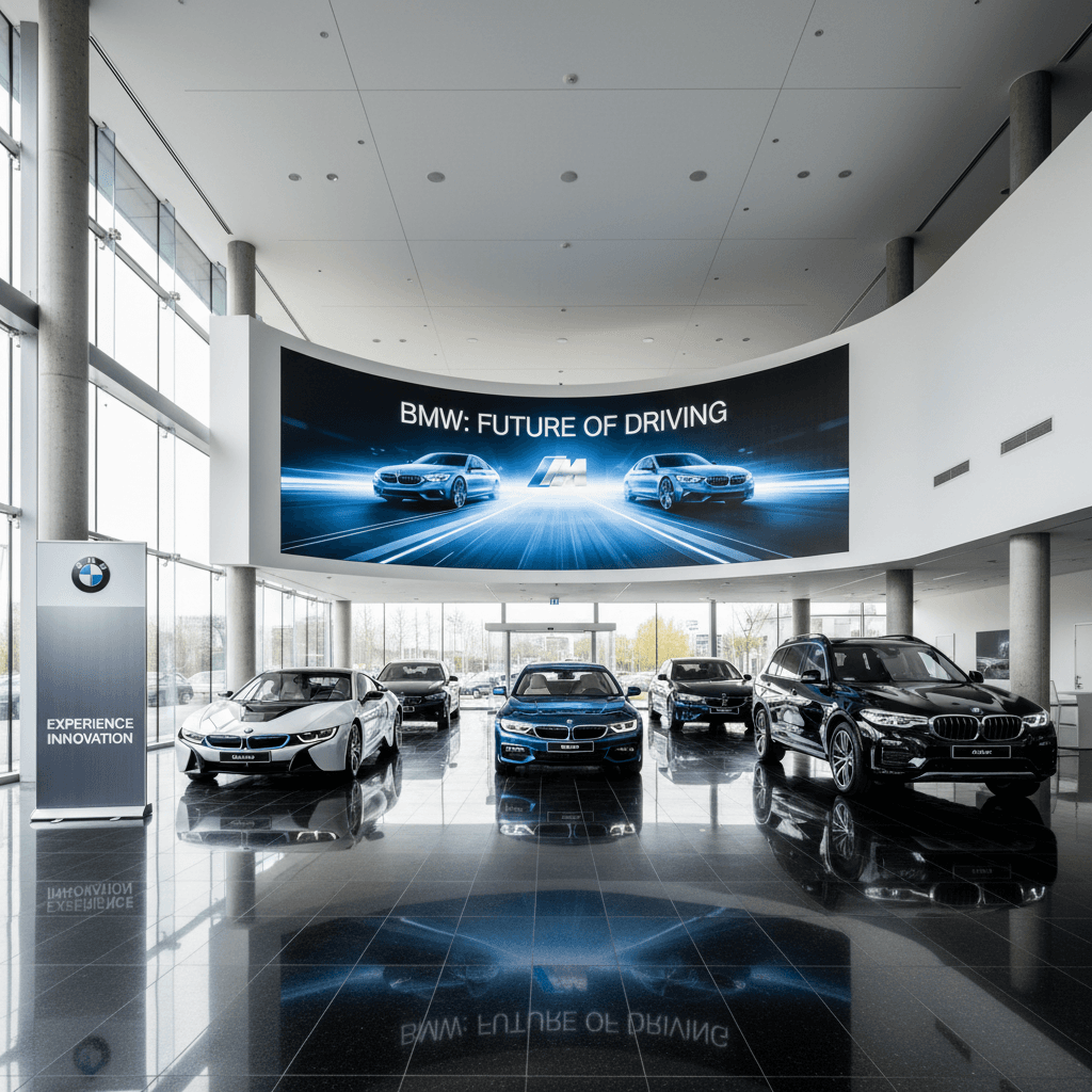 Indoor building banner for corporate showroom advertising