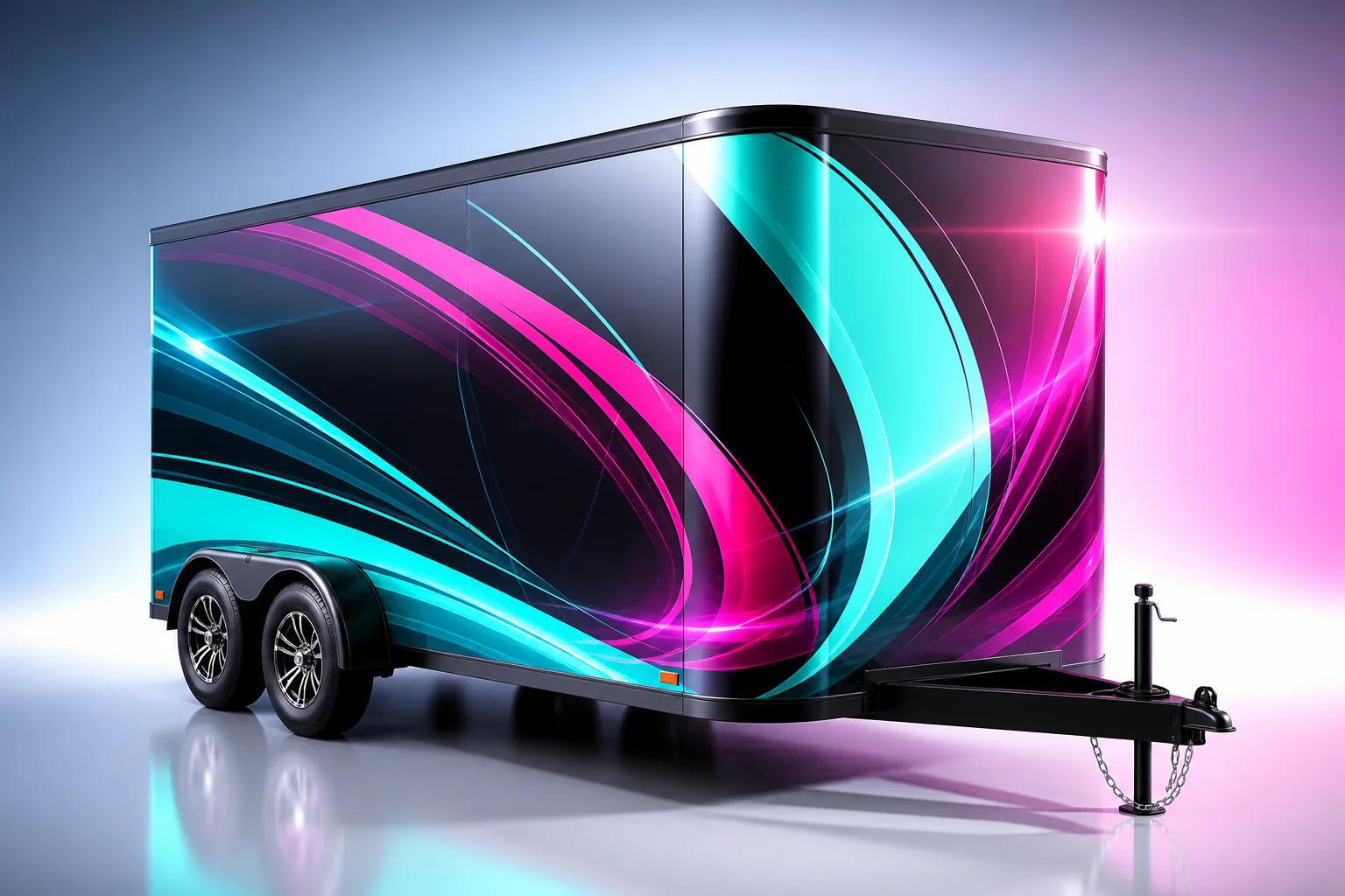 An AI-generated trailer wrap image a customer forwarded to their sign shop